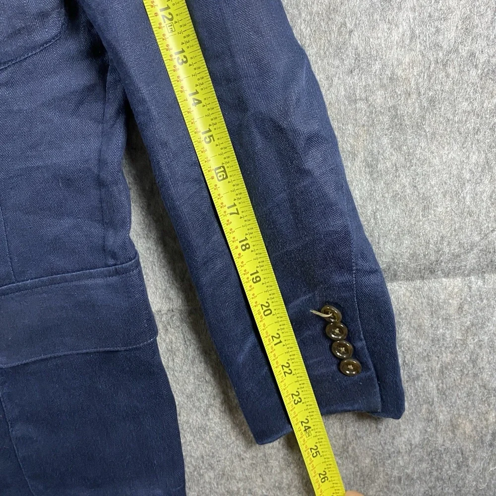 J Crew‎ Linen Unstructured Blazer Men's XS Blue Summer Wedding 19x31 Suit Jacket